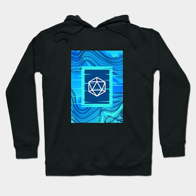 Aqua Glitch Polyhedral D20 Dice Tabletop RPG Hoodie by dungeonarmory